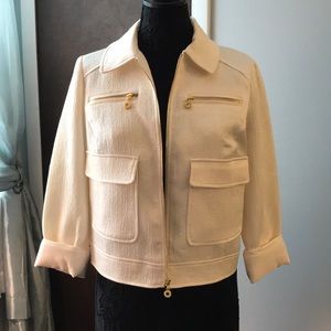 Ivory jacket blazer with gold zipper